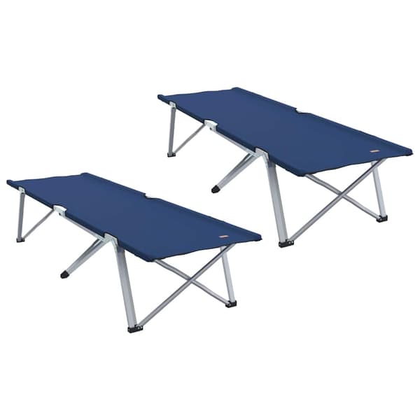 vidaXL Fällbar Camping Säng 2 pcs Blå 194 x 62,5 x 42,5 cm