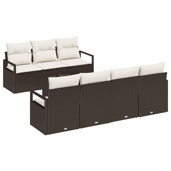 vidaXL Soffset med kudde 8 pcs Brun och Kräm konstrotting