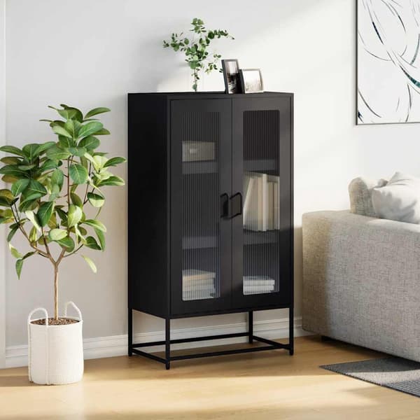 vidaXL Highboard svart 68x39x123 cm stål