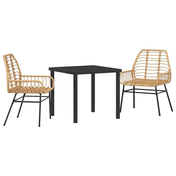 vidaXL Hage Spisegruppe 3 pcs Brun polyrotting