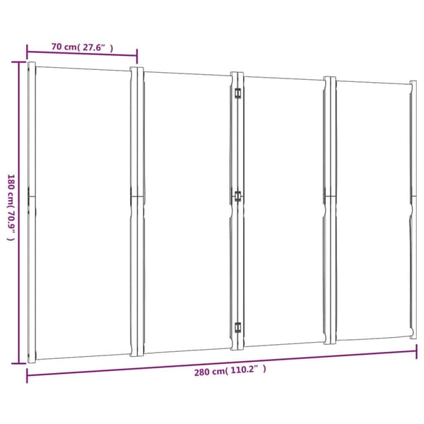 vidaXL Romdeler 4 paneler gråbrun 280x180 cm