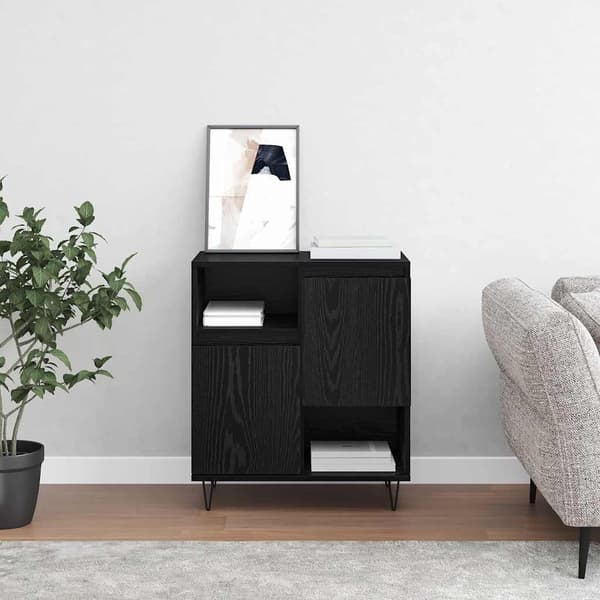 vidaXL Serviesskap Svart Eik 60 x 35 x 70 cm