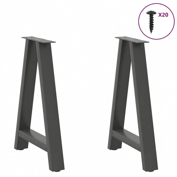 vidaXL Soffbordsben A-formade 2 st antracit 60x(72-73) cm stål