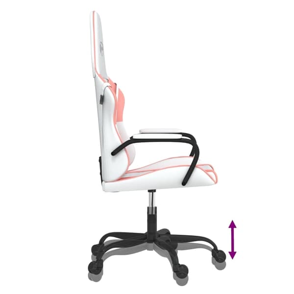 vidaXL Gamingstol med massage vit och rosa konstläder