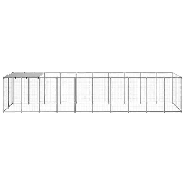 vidaXL Hundgård silver 6,05 m² stål