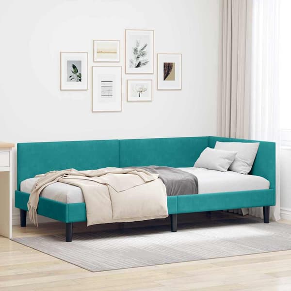 vidaXL Hörnssängram Turkos 80 x 200 cm Sammet