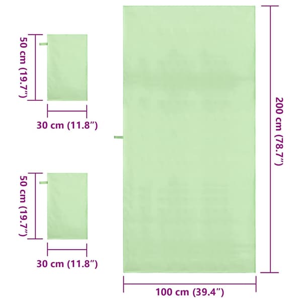 vidaXL Sportshandduksset 3 delar grön Polyester och polyamid