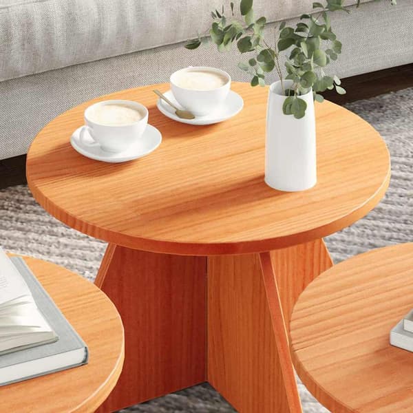 vidaXL Kaffebord 3 pcs Vokset Brun