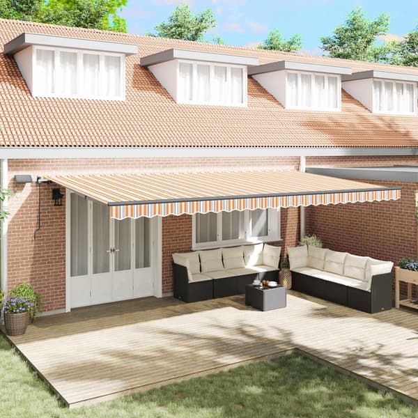 vidaXL Utfällbar markis Flerfärgsdesign 600 × 300 cm tyg