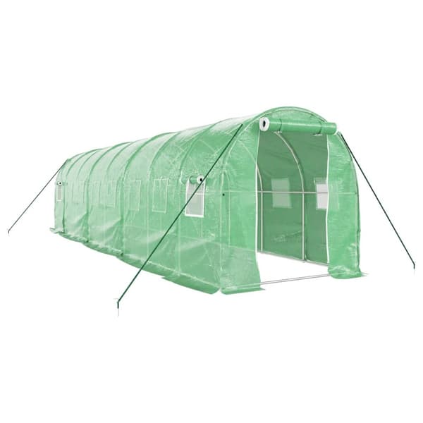 vidaXL Växthus med stålram grön 16 m² 8x2x2 m