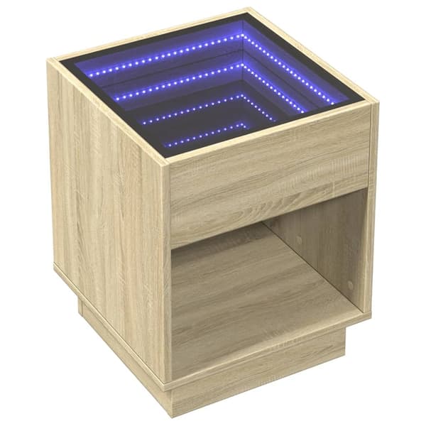 vidaXL Soffbord med Infinity LEDs sonoma-ek 40x40x50 cm