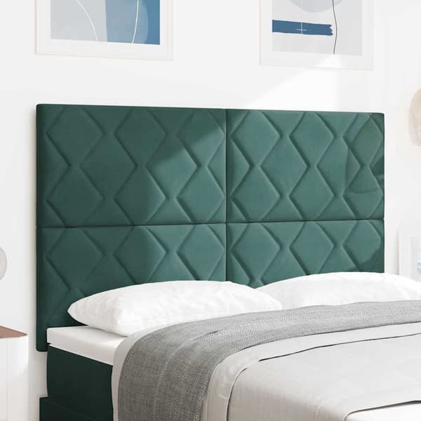 vidaXL LED huvuddyna Mörkgrön 144 cm Sammet