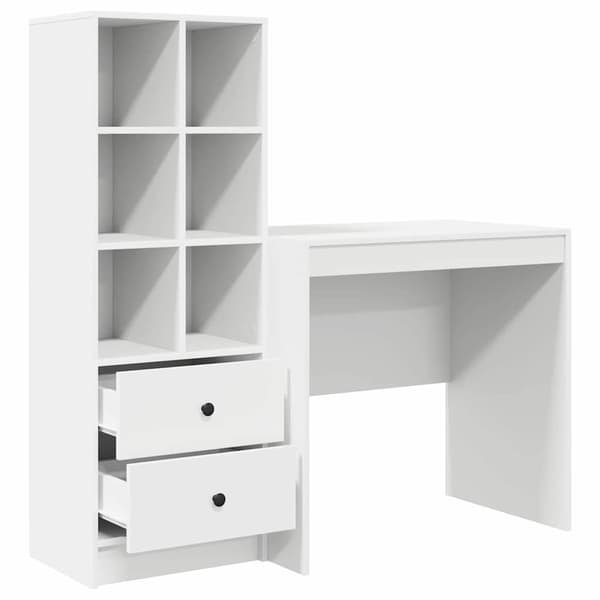 vidaXL Skrivbord med låda 2 pcs Vit