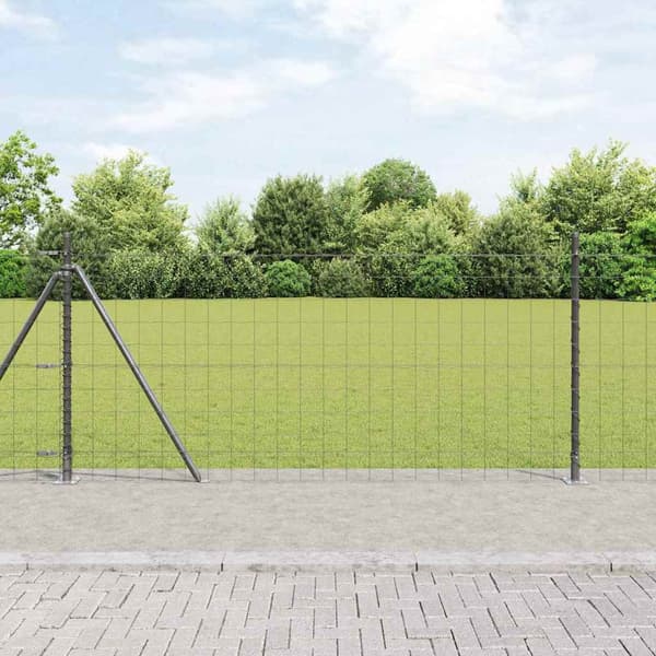vidaXL Stängsel med stolpe Grå 0,8 x 10 m Stål
