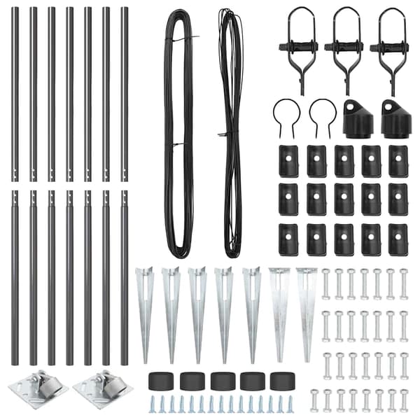 vidaXL Gjerdepåle 7 pcs Grå Stål