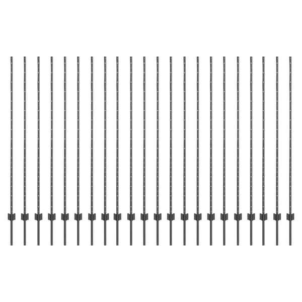 vidaXL Gjerdepåle 22 pcs Grå 200 cm Stål