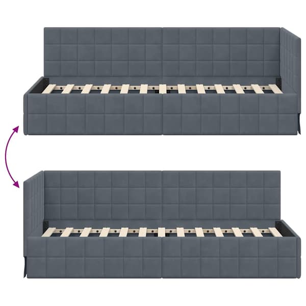 vidaXL Hörnssängram Mörkgrå 80 x 200 cm Sammet