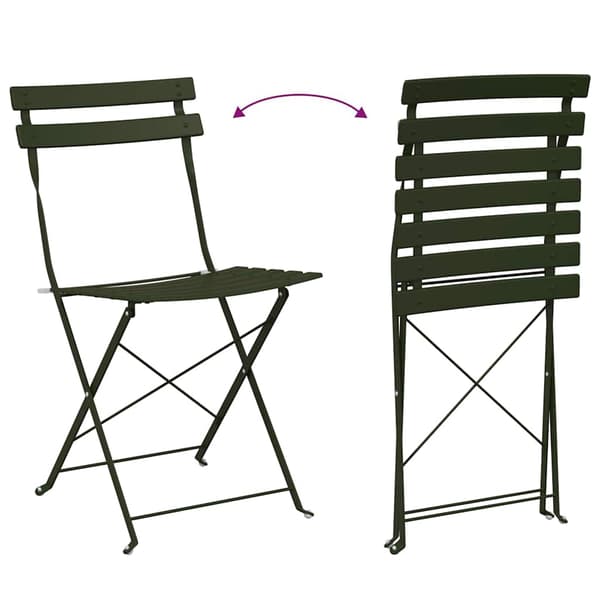 vidaXL Sammenleggbart Bistrosett 3 pcs Skog Stål
