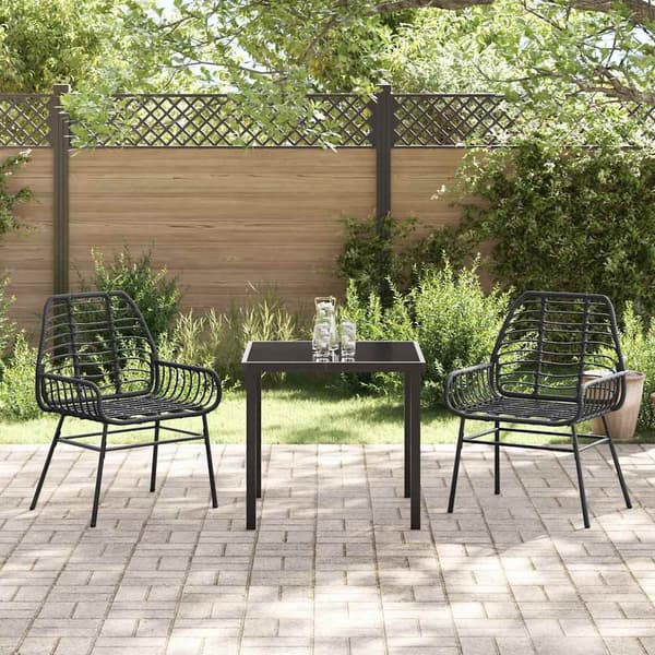 vidaXL Hage Spisegruppe 3 pcs Svart polyrotting