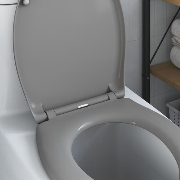 vidaXL Grå Plast Standard Minimalistisk toalettstol Oval