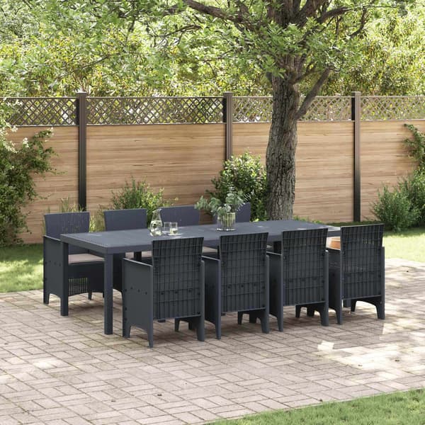 vidaXL Trädgårdsmöbelset 9 pcs Antracit Polypropylen