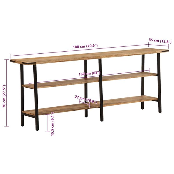 vidaXL Konsollbord 180x35x70 cm heltre mango