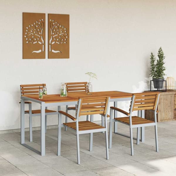 vidaXL Trädgårdsmöbelset 5 pcs Grå Massivt Akaciaträ