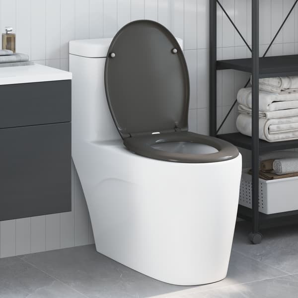 vidaXL Antracit Duroplast Standard Toalettsits Oval Samtida