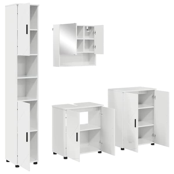 vidaXL Baderomsinnredningssett 4 pcs Høyglans hvit 61 x 35 x 64 cm