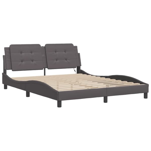 vidaXL Bed Frame with LED without Mattress "Zadar" Grey 160x200 cm