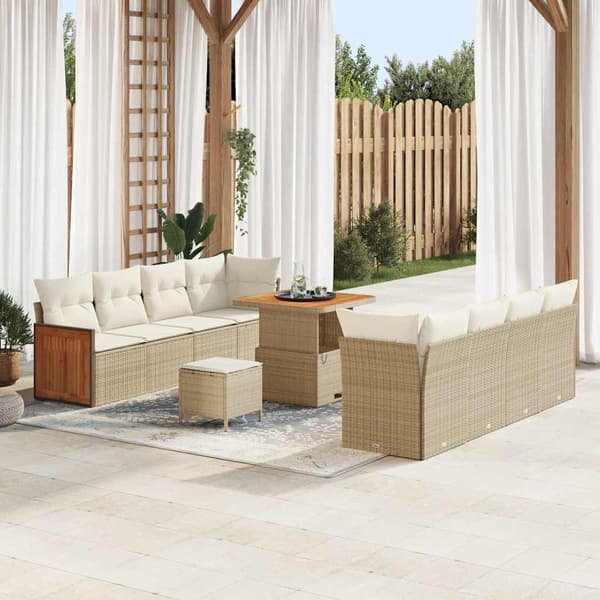 vidaXL Trädgårdsoffset 12 pcs Beige och gräddfärgad konstrotting