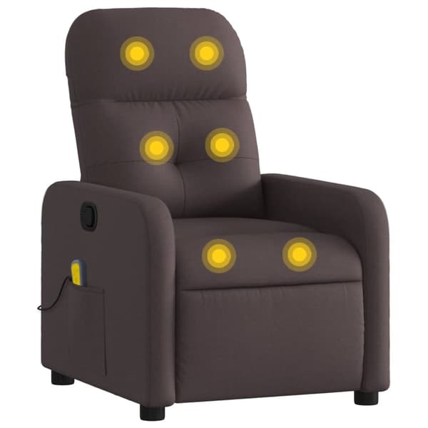 vidaXL Massagefåtölj mörkbrun tyg
