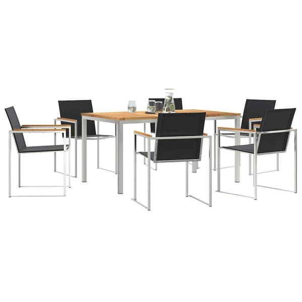 vidaXL Trädgårdsmöbelset 7 pcs Brun Massivt teakträ