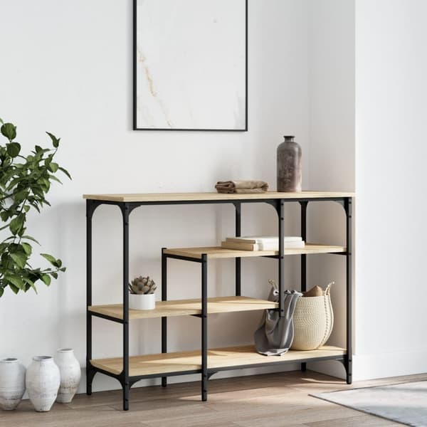 vidaXL Konsollbord med hyller sonoma eik 100x35x75 cm