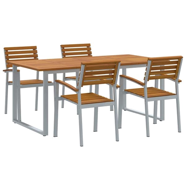 vidaXL Hage Spisegruppe 5 pcs Grå Solid akasietre