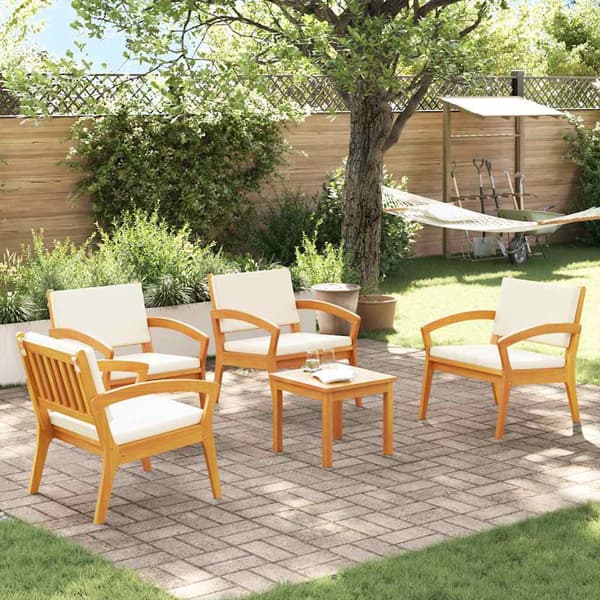 vidaXL Bistroset med kudde 5 pcs Brun Polyester