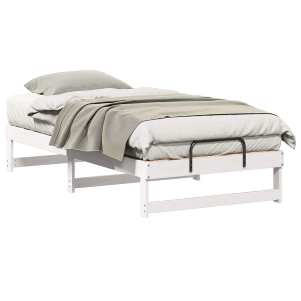vidaXL Sängram Vit 90 x 200 cm Massiv furu