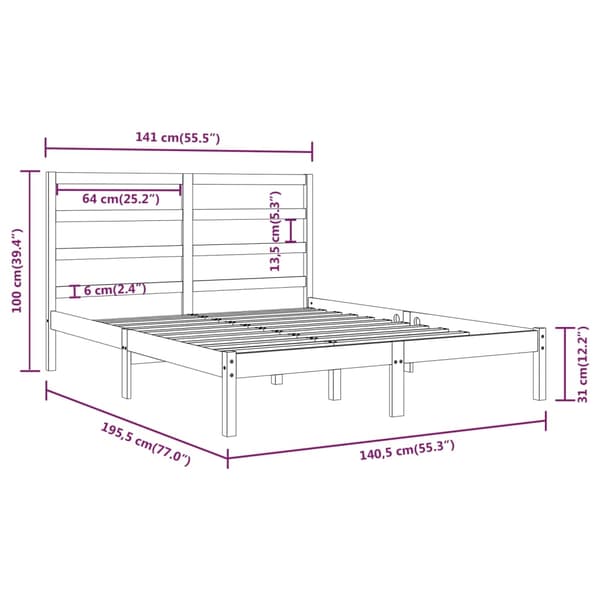 vidaXL Sengeramme heltre 135x190 cm Double