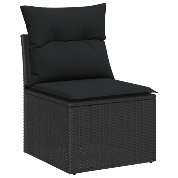 vidaXL Trädgårdsoffset med kudde 10 pcs Svart