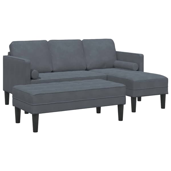 vidaXL Soffset med kudde 2 pcs Mörkgrå Polyester