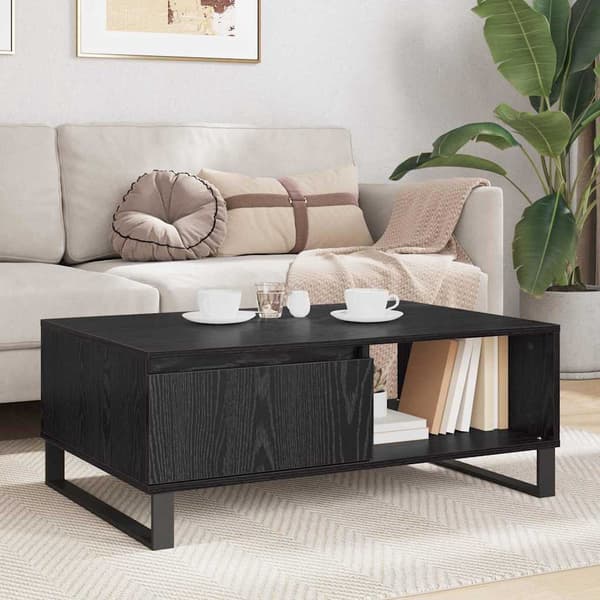 vidaXL Kaffebord Svart Eik 90 x 60 x 35 cm Konstruert tre