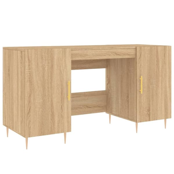 vidaXL Skrivebord sonoma eik 140x50x75 cm konstruert tre