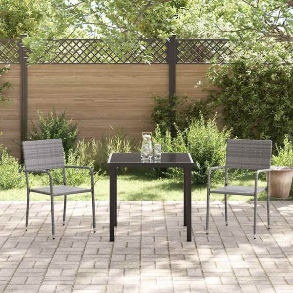 vidaXL Hage Spisegruppe med pute 3 pcs Grå polyrotting