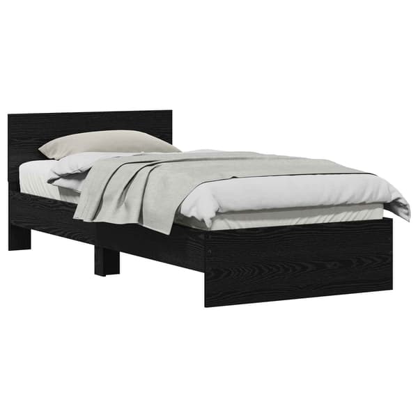 vidaXL Sengestamme med hodegjerde Svart Eik 75 x 190 cm Konstruert tre