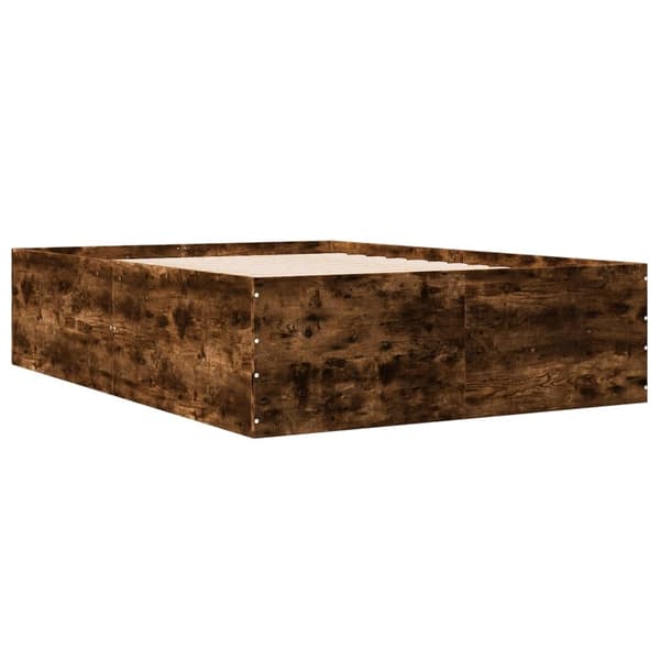vidaXL Sengeramme røkt eik 135x190 cm konstruert tre