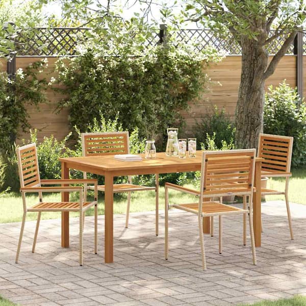 vidaXL Hage Spisegruppe 5 pcs Beige Solid akasietre