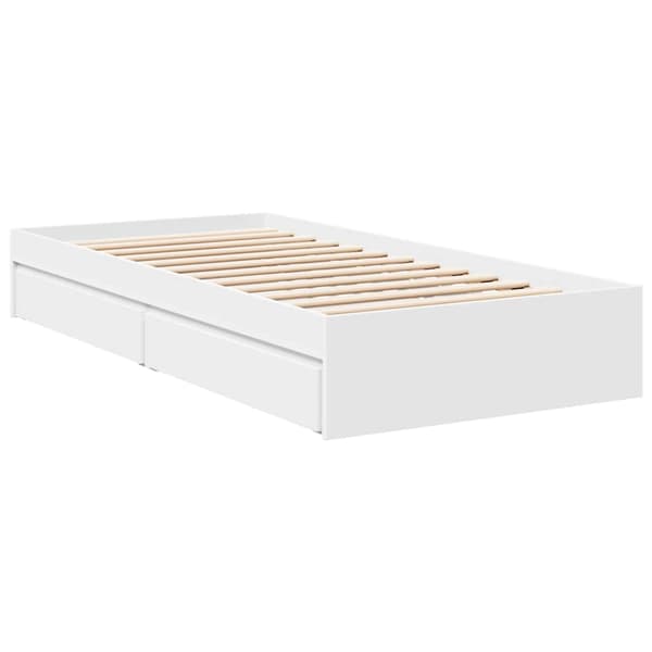 vidaXL Sengeramme med skuffer hvit 90x200 cm konstruert tre