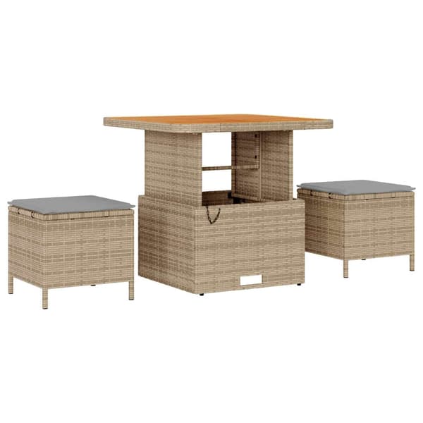 vidaXL Trädgårdsmöbelset Beige konstrotting