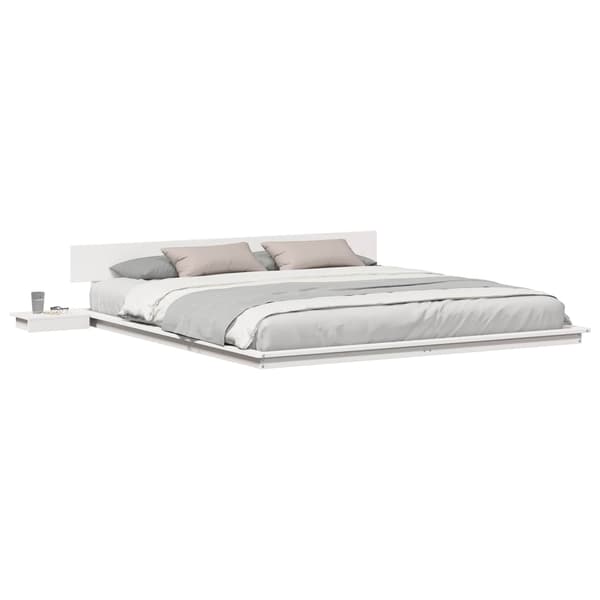 vidaXL Sängram Vit 200 x 200 cm trä