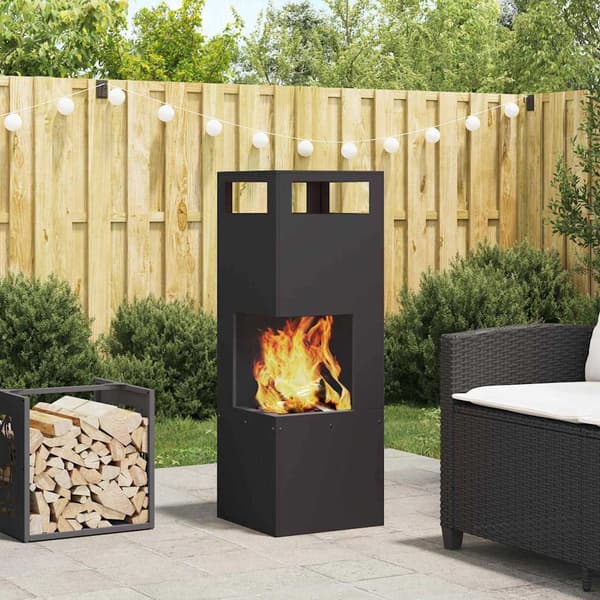 vidaXL Bålplass Svart 35 x 35 x 100 cm Stål